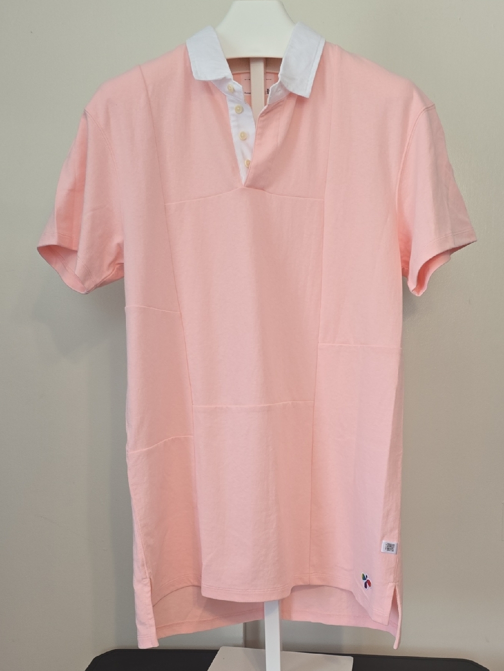 Light Pink Collared Mini Dress with White Trim Beach Cover